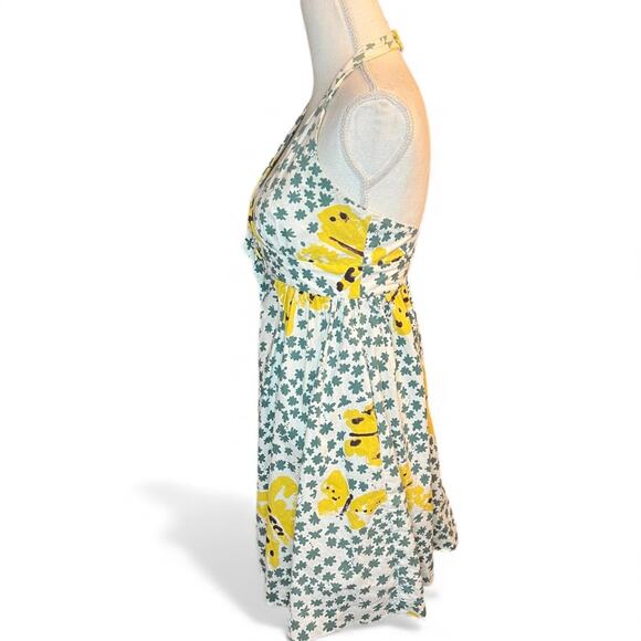 Vintage Y2K Betsey Johnson Butterfly halter mini dress whimsical green & yellow - Picture 5 of 10
